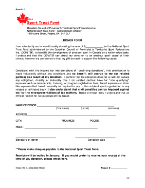 National Sport Trust Fund Donor Form