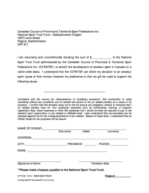 National Sport Trust Fund Donation Form
