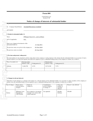 Notice of Change of Interests of Substantial Holder