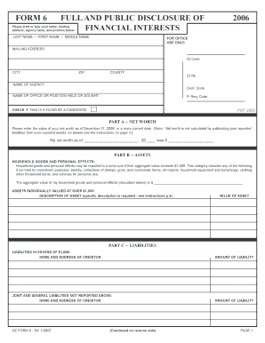 Florida Full and Public Disclosure of Financial Interests Form 6