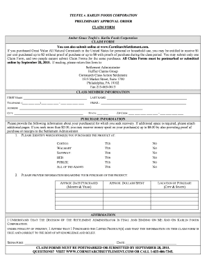Cornstarch Settlement Claim Form