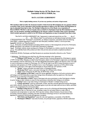 Multiple Listing Service Data Access Agreement