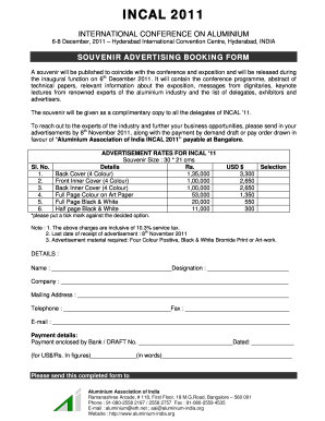 SOUVENIR ADVERTISING BOOKING FORM - aluminium-indiaorg