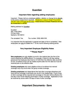 Guardian Group Insurance Enrollment Form