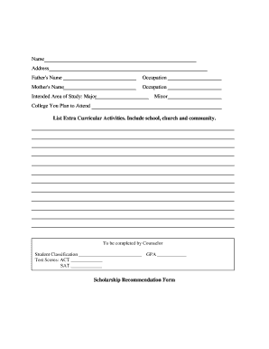 Scholarship Recommendation Form