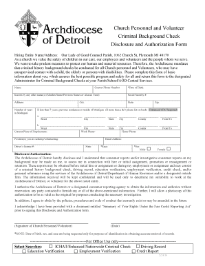 Church Volunteer Criminal Background Check Form
