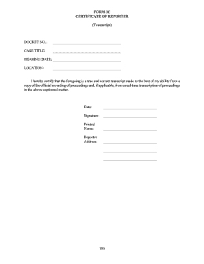 Certificate of Reporter Transcript