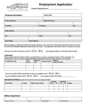 Employment Application Form