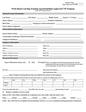 Work-Based Learning Training Agreement