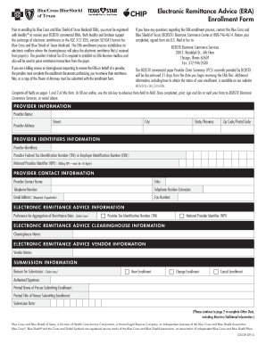 Blue Cross and Blue Shield of Texas Medicaid ERA Enrollment Form