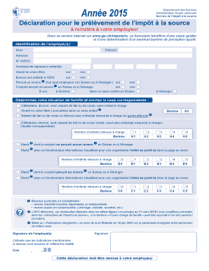 Déclaration pour le prélèvement de l’impôt à la source