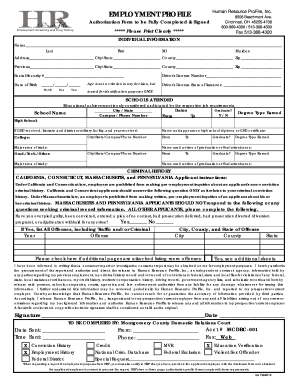 Employment Profile Authorization Form