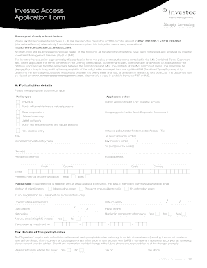 Investec Access Application Form