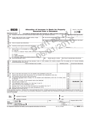 Form 8939 Allocation of Increase in Basis for Property