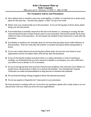 Permanent Makeup Procedure Consent Form
