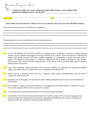 Consent for Facelift Surgery