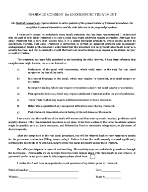 Informed Consent for Endodontic Treatment