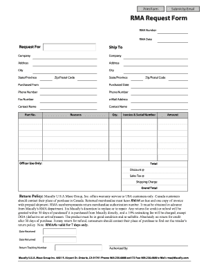 Mechanic receipt - RMA Request Form - Macally