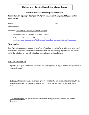 Individual Professional Learning Plan for Teachers