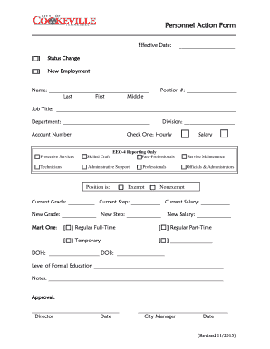 Personnel Action Form