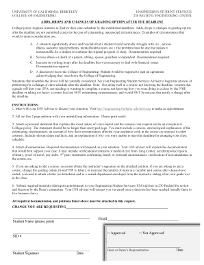 UC Berkeley Engineering Student Schedule Change Petition