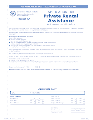 Private Rental Housing Assistance Application
