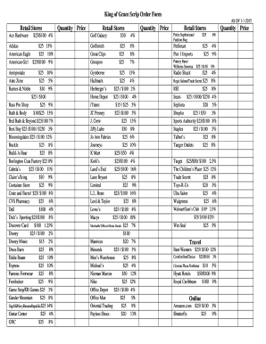 King of Grace Scrip Order Form