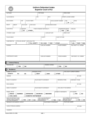 Uniform Defendant Intake