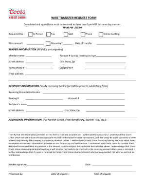 Wire Transfer Request Form