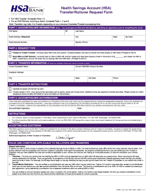 Health Savings Account Transfer/Rollover Request Form
