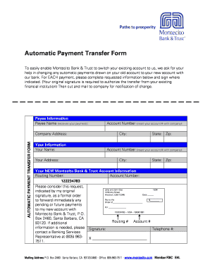 Automatic Payment Transfer Form