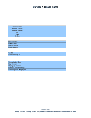 Vendor Address Form