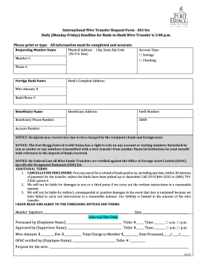 International Wire Transfer Request Form