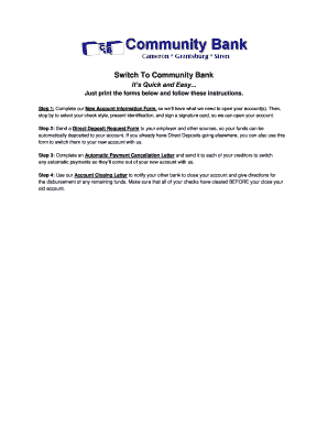 Community Bank New Account Application