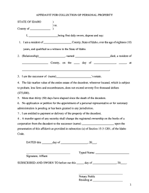 Affidavit for Collection of Personal Property