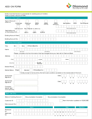 Diamond Bank Account Opening Form