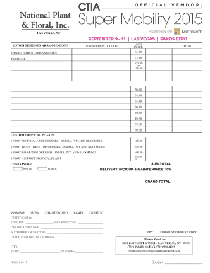 National Plant & Floral Order Form
