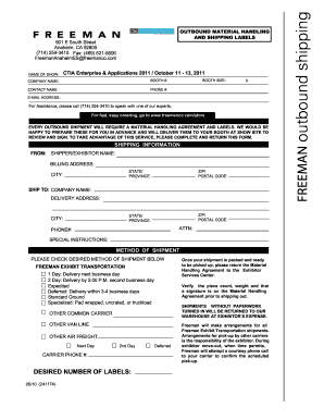 Freeman Outbound Shipping Form