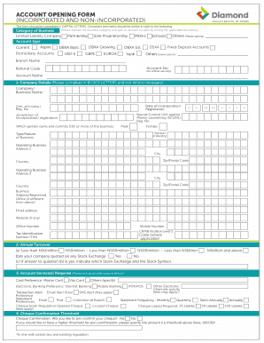 Diamond Bank Business Account Opening Form