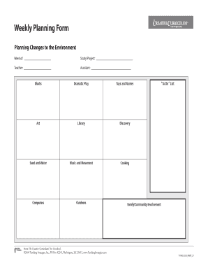 Weekly Planning Form