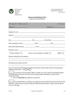 Victoria Cannabis Buyers Club Membership Application