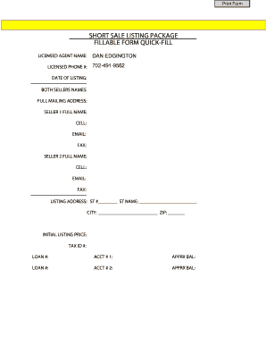 Short Sale Listing Package