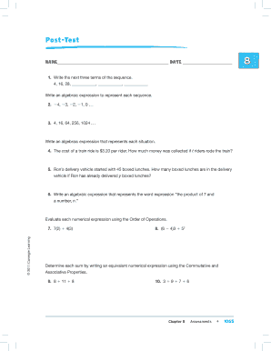 Algebra Post-Test