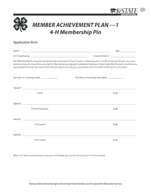4-H Membership Pin Application Form