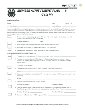 4-H Gold Pin Achievement Application