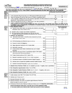 New Hampshire Corporation Business Profits Tax Return
