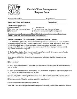 Flexible Work Arrangement Request Form