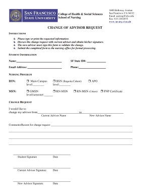Change of Advisor Request Form