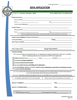 SEPA Permit Application