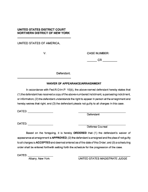 Waiver of Appearance/Arraignment